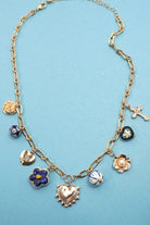 Blue Porcelain Heart Cross Charm Necklace - Jimberly's Boutique - Olive Branch - Mississippi