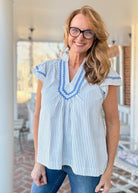 Blue Skies Flutter Sleeve Top | Umgee - Umgee Top - Jimberly's Boutique - Olive Branch - Mississippi