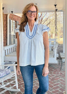 Blue Skies Flutter Sleeve Top | Umgee - Umgee Top - Jimberly's Boutique - Olive Branch - Mississippi