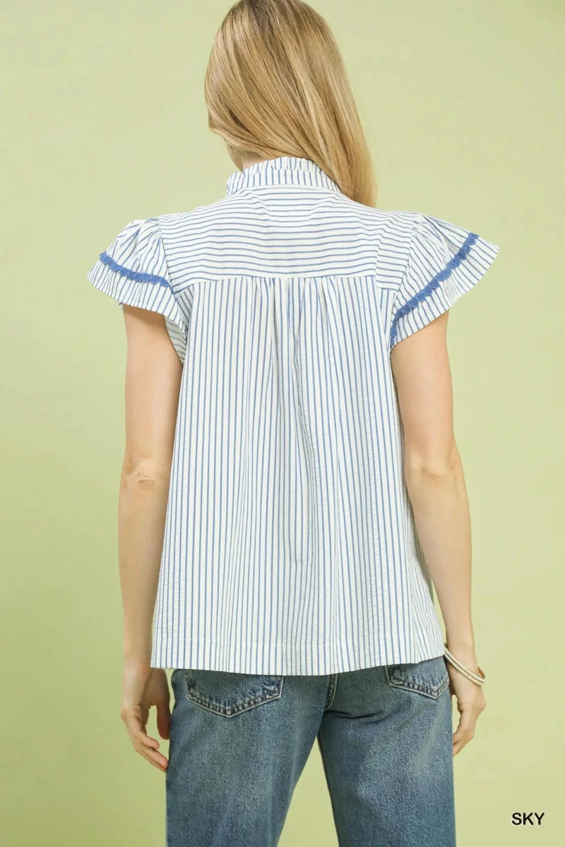 Blue Skies Flutter Sleeve Top | Umgee - Umgee Top - Jimberly's Boutique - Olive Branch - Mississippi