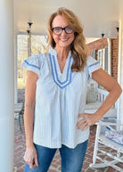 Blue Skies Flutter Sleeve Top | Umgee - Umgee Top - Jimberly's Boutique - Olive Branch - Mississippi