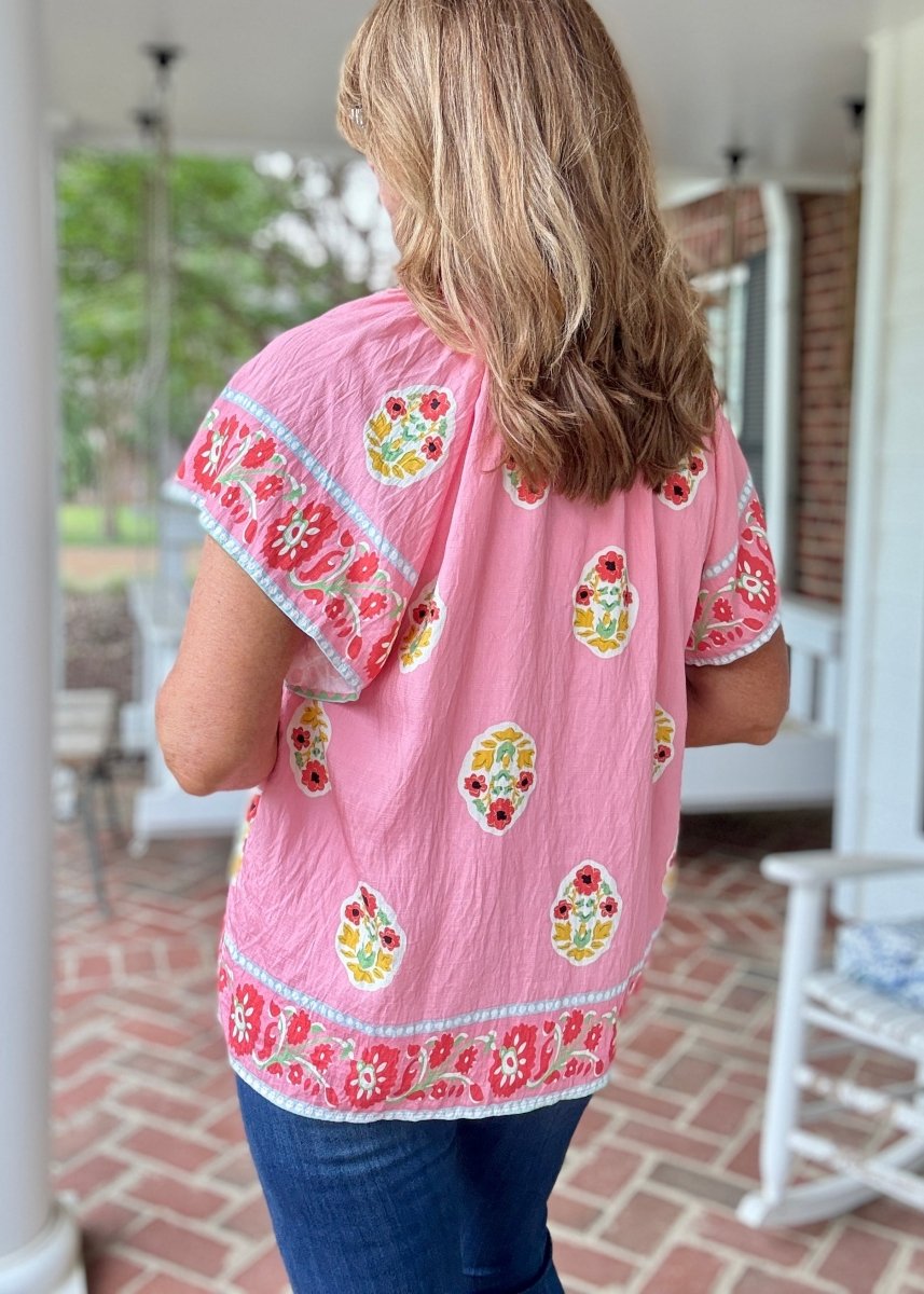 Boho Bloom Border Top | Umgee (S - 2X) - Casual Top - Jimberly's Boutique - Olive Branch - Mississippi