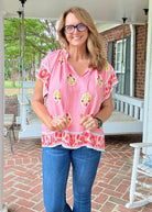 Boho Bloom Border Top | Umgee (S - 2X) - Casual Top - Jimberly's Boutique - Olive Branch - Mississippi
