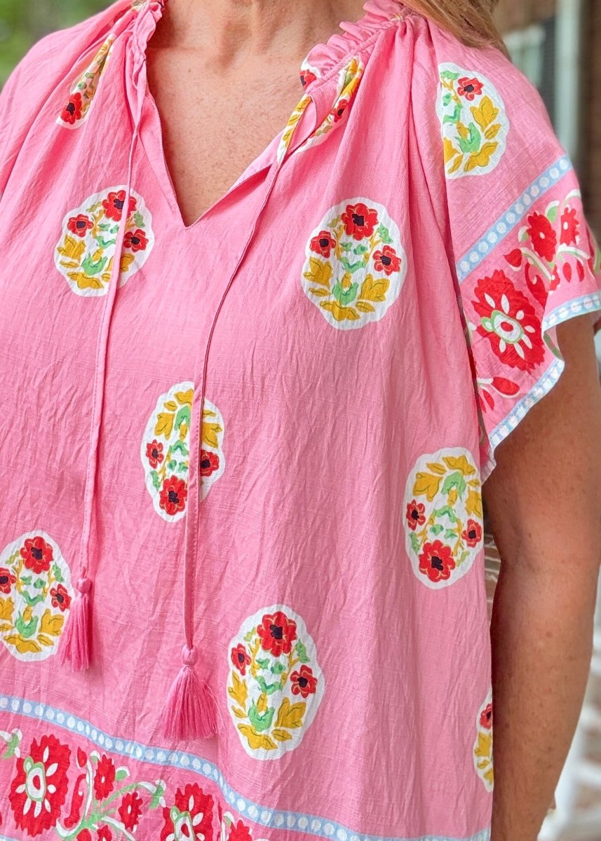 Boho Bloom Border Top | Umgee (S - 2X) - Casual Top - Jimberly's Boutique - Olive Branch - Mississippi