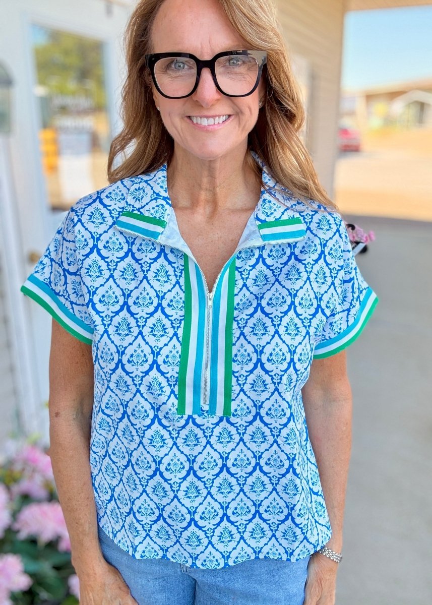 Boho Striped Collar Blouse - Casual Top - Jimberly's Boutique - Olive Branch - Mississippi