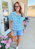 Boho Striped Collar Blouse - Casual Top - Jimberly's Boutique - Olive Branch - Mississippi
