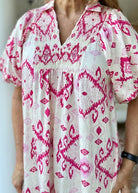 Border Print Midi Dress - Pink | Umgee - Umgee Dress - Jimberly's Boutique - Olive Branch - Mississippi