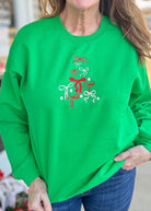 Bow Christmas Tree Embroidered Sweatshirt - Green - Embroidered Sweatshirt - Jimberly's Boutique - Olive Branch - Mississippi