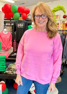 Boyfriend Hi - Low Sweatshirt - Candy Pink - Sweatshirt - Jimberly's Boutique - Olive Branch - Mississippi