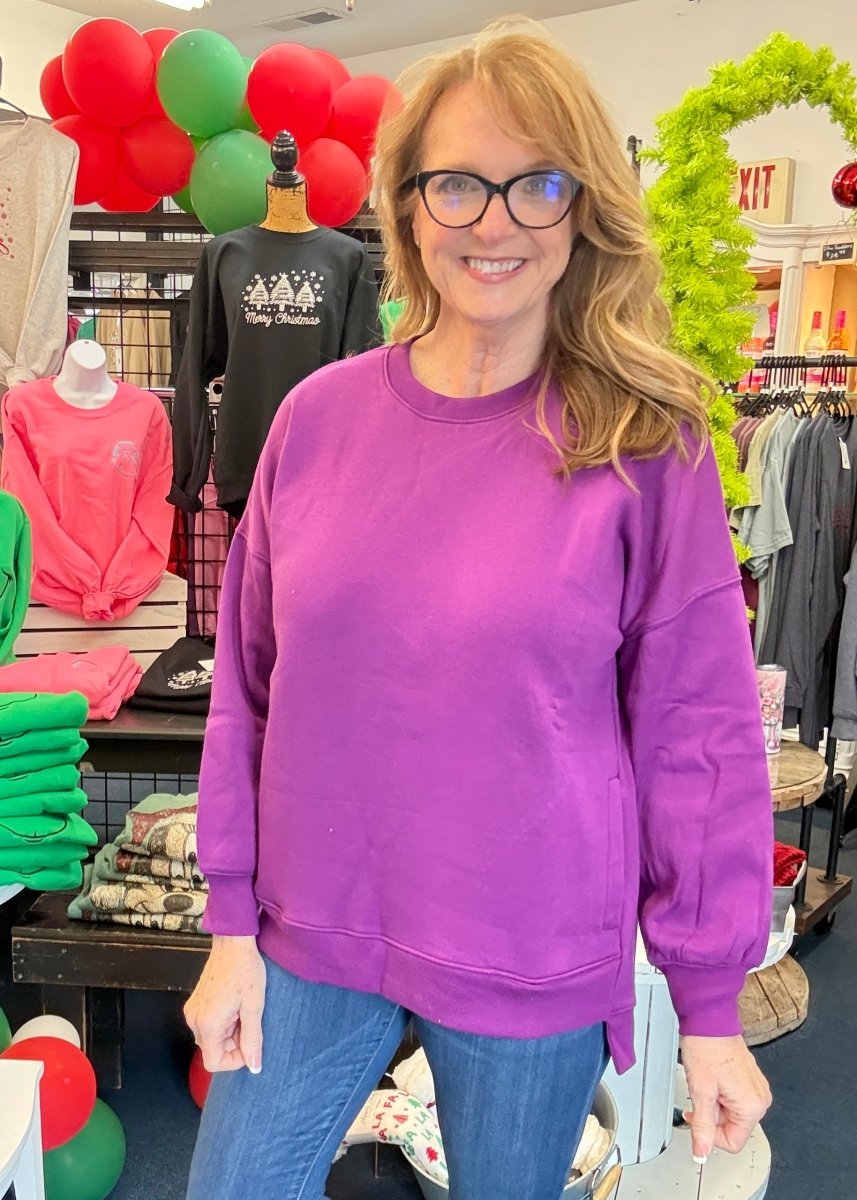 Boyfriend Hi - Low Sweatshirt - Lt Plum - Sweatshirt - Jimberly's Boutique - Olive Branch - Mississippi