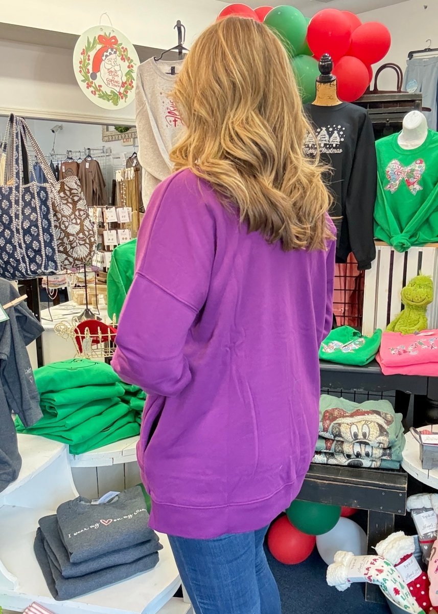 Boyfriend Hi - Low Sweatshirt - Lt Plum - Sweatshirt - Jimberly's Boutique - Olive Branch - Mississippi