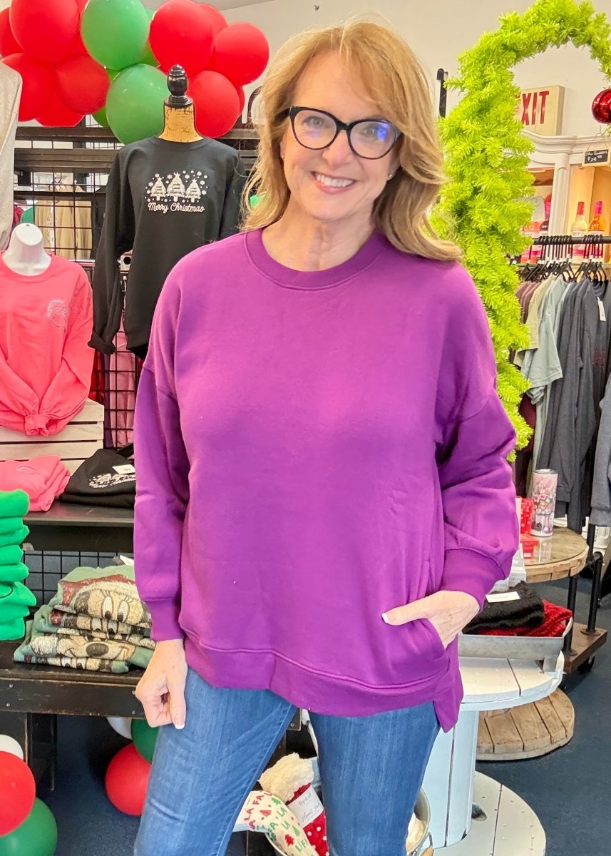 Boyfriend Hi - Low Sweatshirt - Lt Plum - Sweatshirt - Jimberly's Boutique - Olive Branch - Mississippi