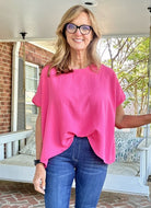 Bubble Airflow Short Sleeve Top - Fuchsia - Casual Top - Jimberly's Boutique - Olive Branch - Mississippi