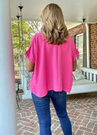 Bubble Airflow Short Sleeve Top - Fuchsia - Casual Top - Jimberly's Boutique - Olive Branch - Mississippi