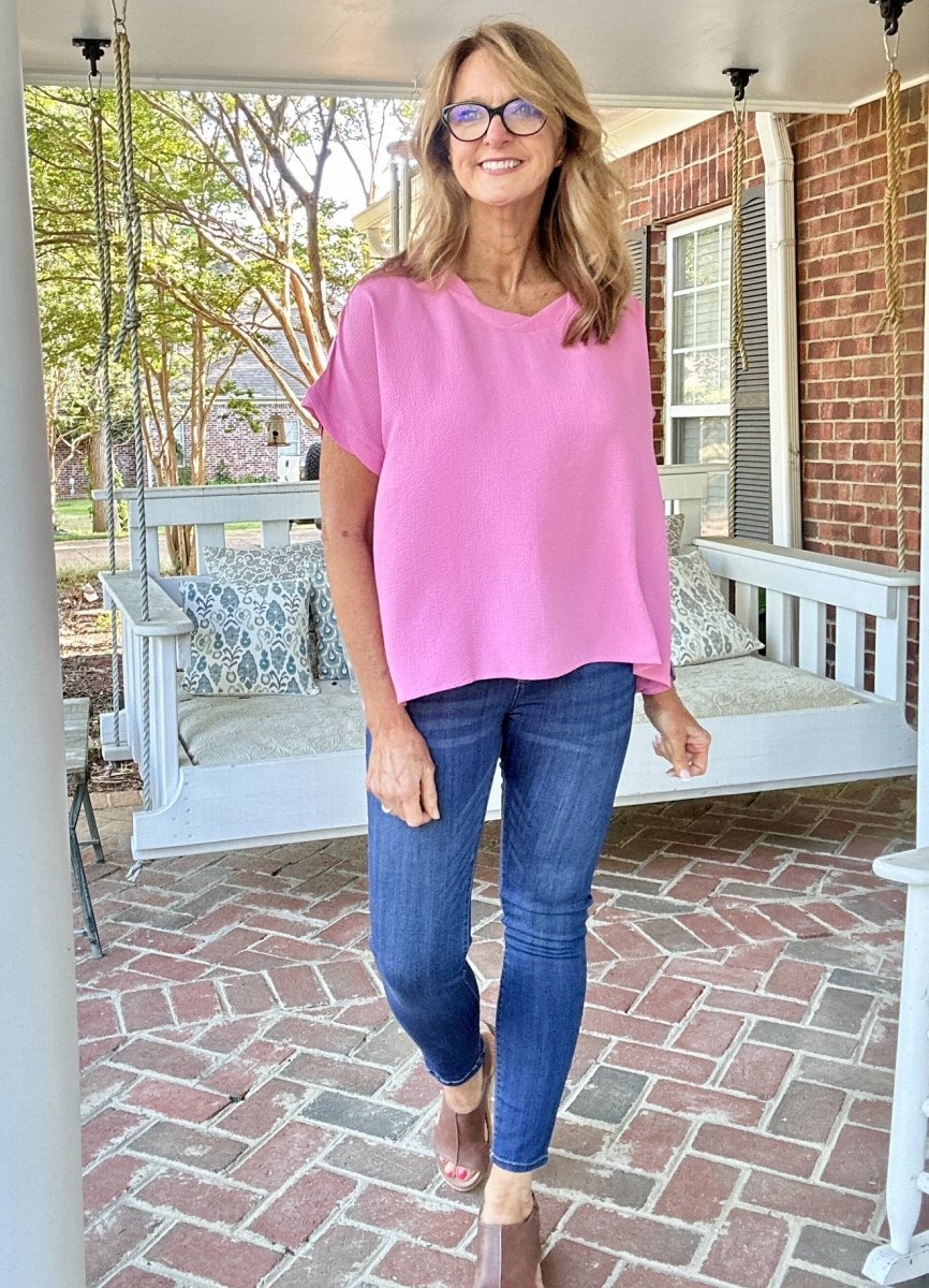 Bubble Airflow Short Sleeve Top - Lt Mauve - Casual Top - Jimberly's Boutique - Olive Branch - Mississippi