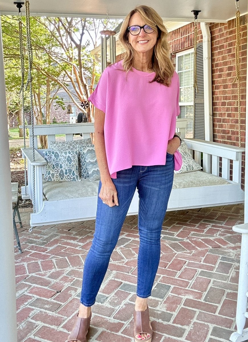Bubble Airflow Short Sleeve Top - Lt Mauve - Casual Top - Jimberly's Boutique - Olive Branch - Mississippi
