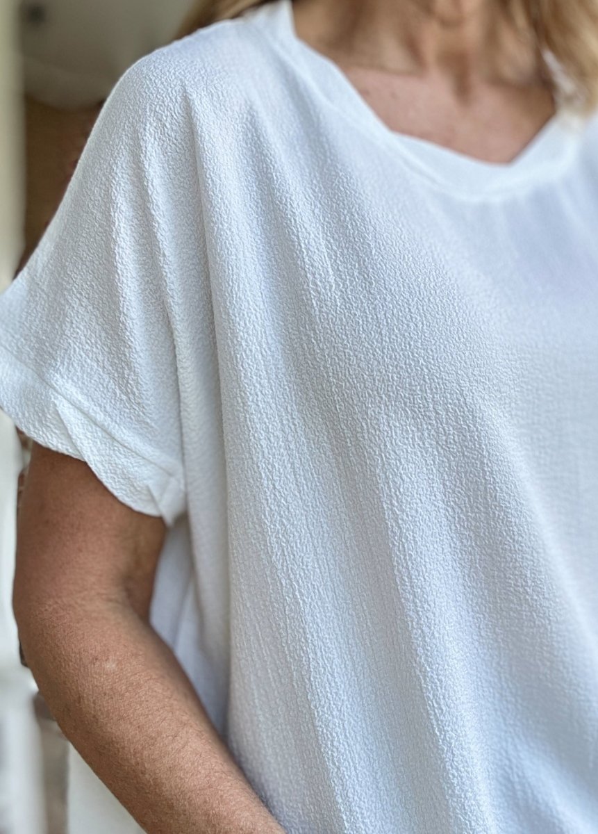 Bubble Airflow Short Sleeve Top - Off White - Casual Top - Jimberly's Boutique - Olive Branch - Mississippi