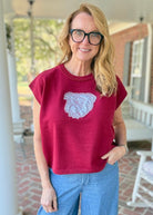 Bulldog Applique Embroidered Sweater Vest - Maroon - gameday -Jimberly's Boutique-Olive Branch-Mississippi