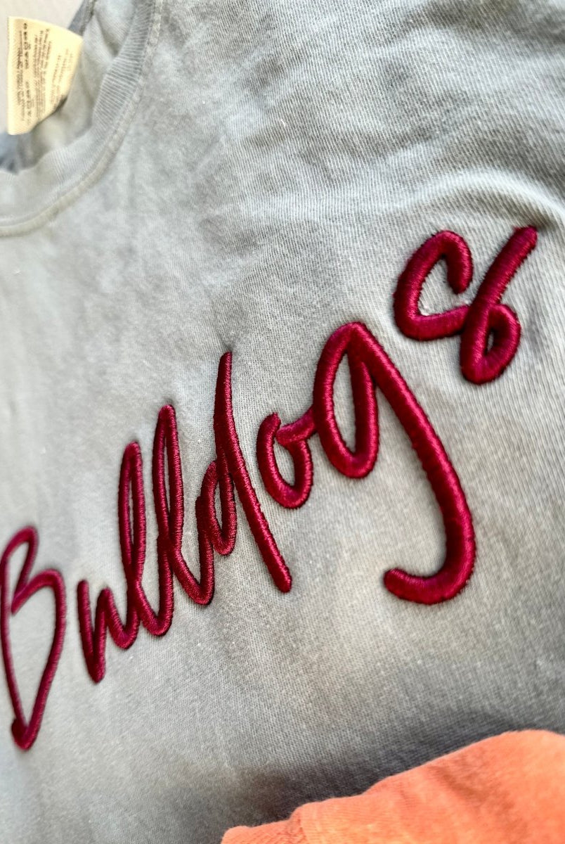 Bulldogs 3D Puff Embroidered Comfort Colors T-shirt - Embroidered Comfort Colors -Jimberly's Boutique-Olive Branch-Mississippi
