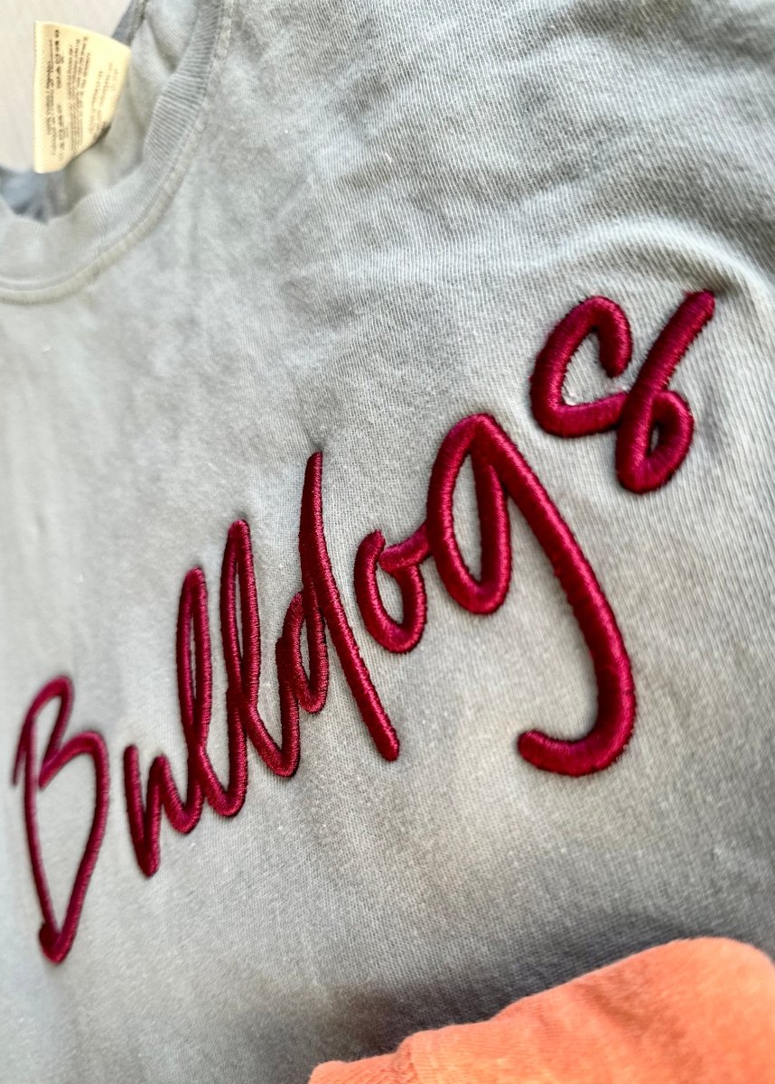 Bulldogs 3D Puff Embroidered Comfort Colors T-shirt - Embroidered Comfort Colors -Jimberly's Boutique-Olive Branch-Mississippi