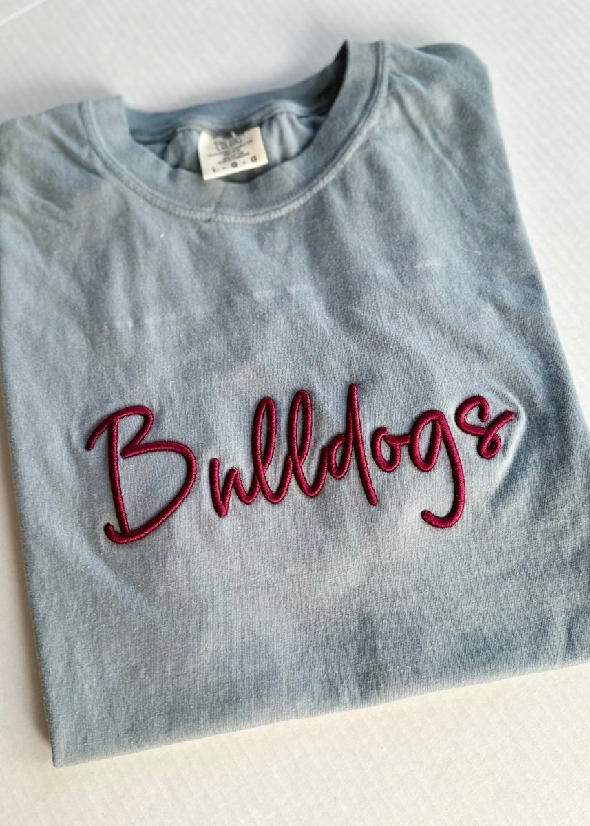 Bulldogs 3D Puff Embroidered Comfort Colors T-shirt - Embroidered Comfort Colors -Jimberly's Boutique-Olive Branch-Mississippi