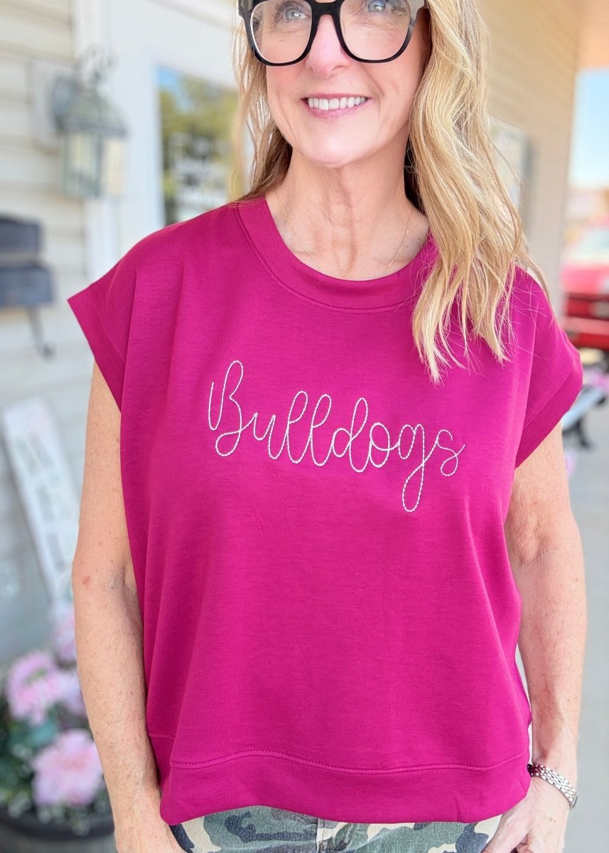 Bulldogs Embroidered Scuba Top/Vest - Jimberly's Boutique-Olive Branch-Mississippi