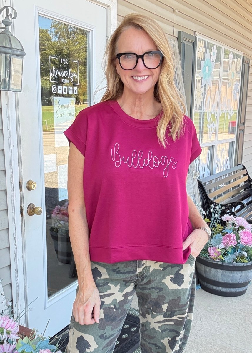 Bulldogs Embroidered Scuba Top/Vest - Jimberly's Boutique-Olive Branch-Mississippi