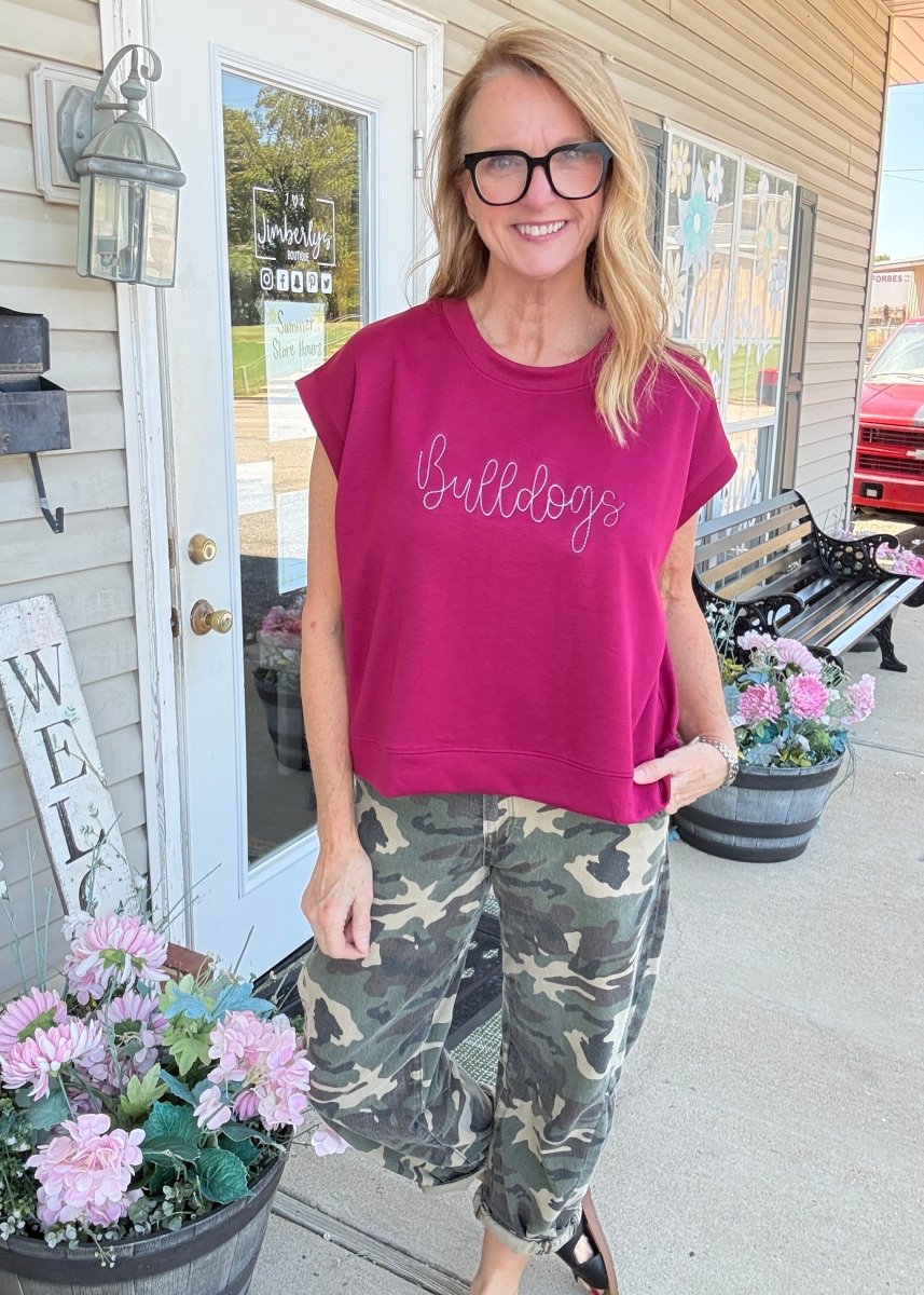 Bulldogs Embroidered Scuba Top/Vest - Jimberly's Boutique-Olive Branch-Mississippi