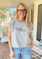Bulldogs Embroidered Sweater Vest - Grey w/Maroon - gameday -Jimberly's Boutique-Olive Branch-Mississippi