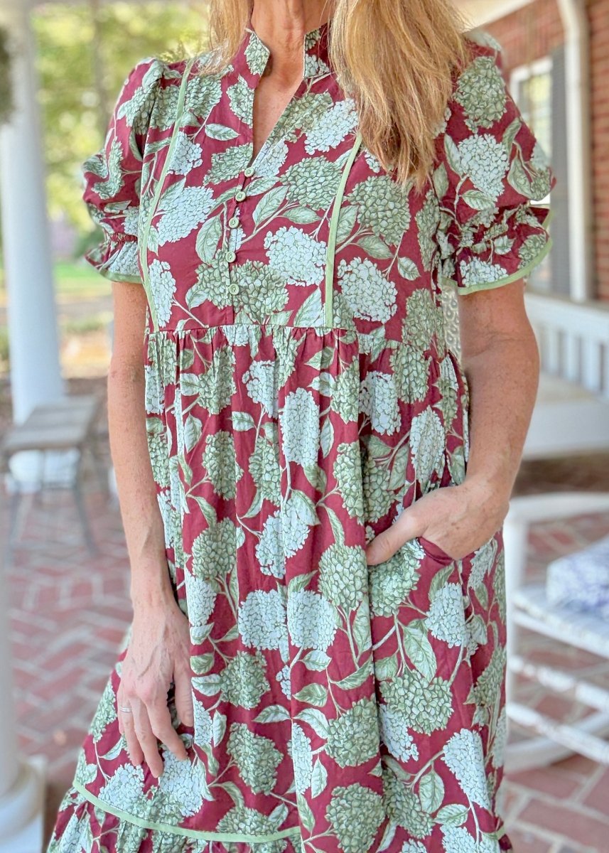 Burgundy Bloom Dress | Entro - entro dress - Jimberly's Boutique - Olive Branch - Mississippi