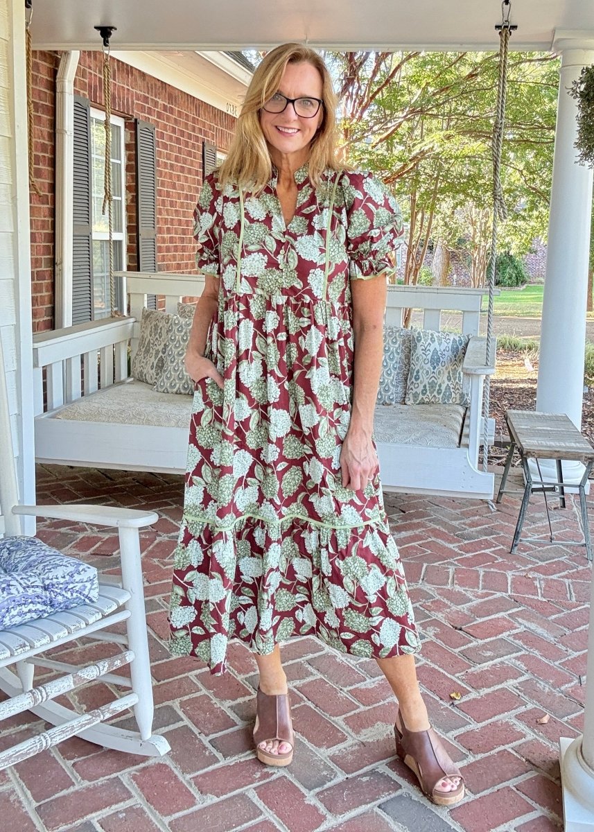 Burgundy Bloom Dress | Entro - entro dress - Jimberly's Boutique - Olive Branch - Mississippi