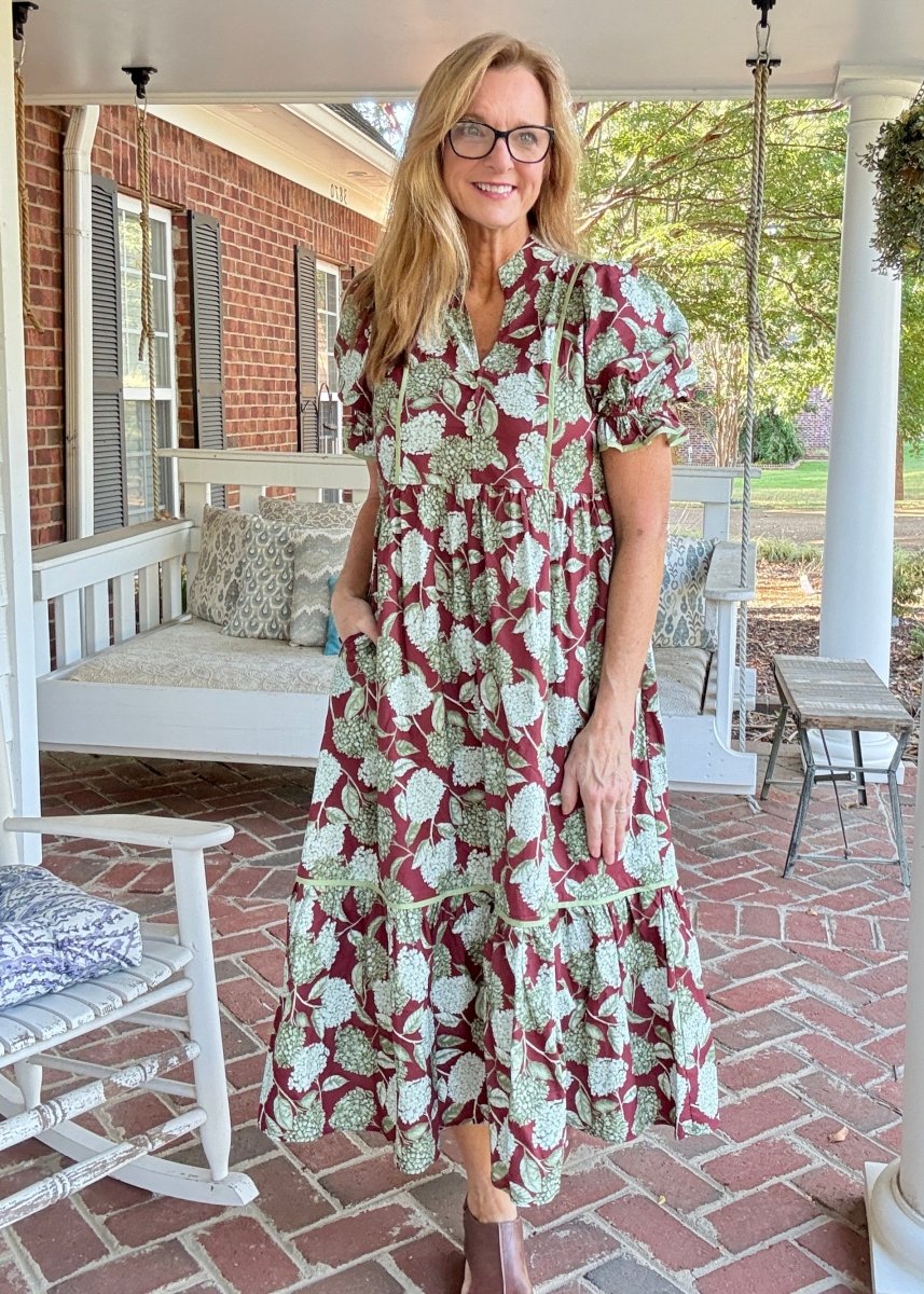Burgundy Bloom Dress | Entro - entro dress - Jimberly's Boutique - Olive Branch - Mississippi