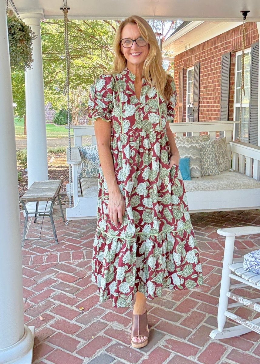 Burgundy Bloom Dress | Entro - entro dress - Jimberly's Boutique - Olive Branch - Mississippi