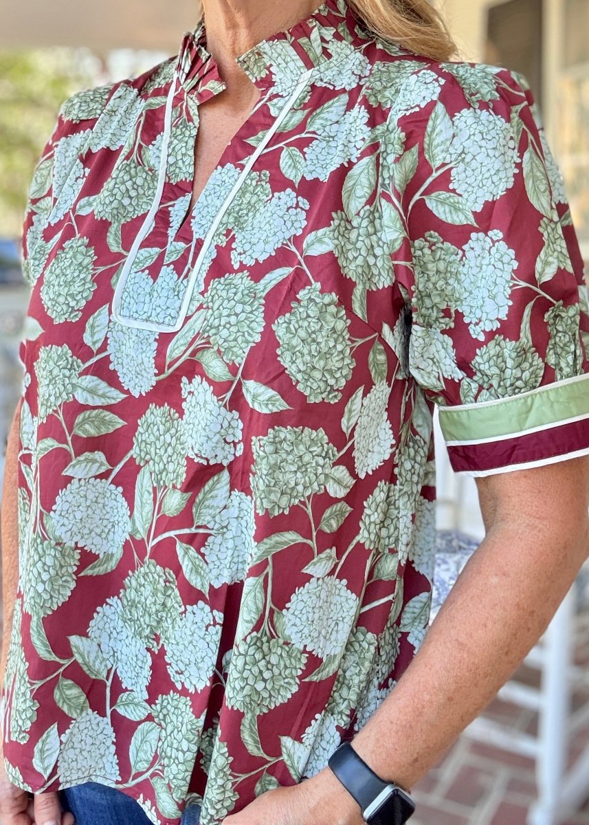 Burgundy Bloom Top | Entro - Entro Top - Jimberly's Boutique - Olive Branch - Mississippi