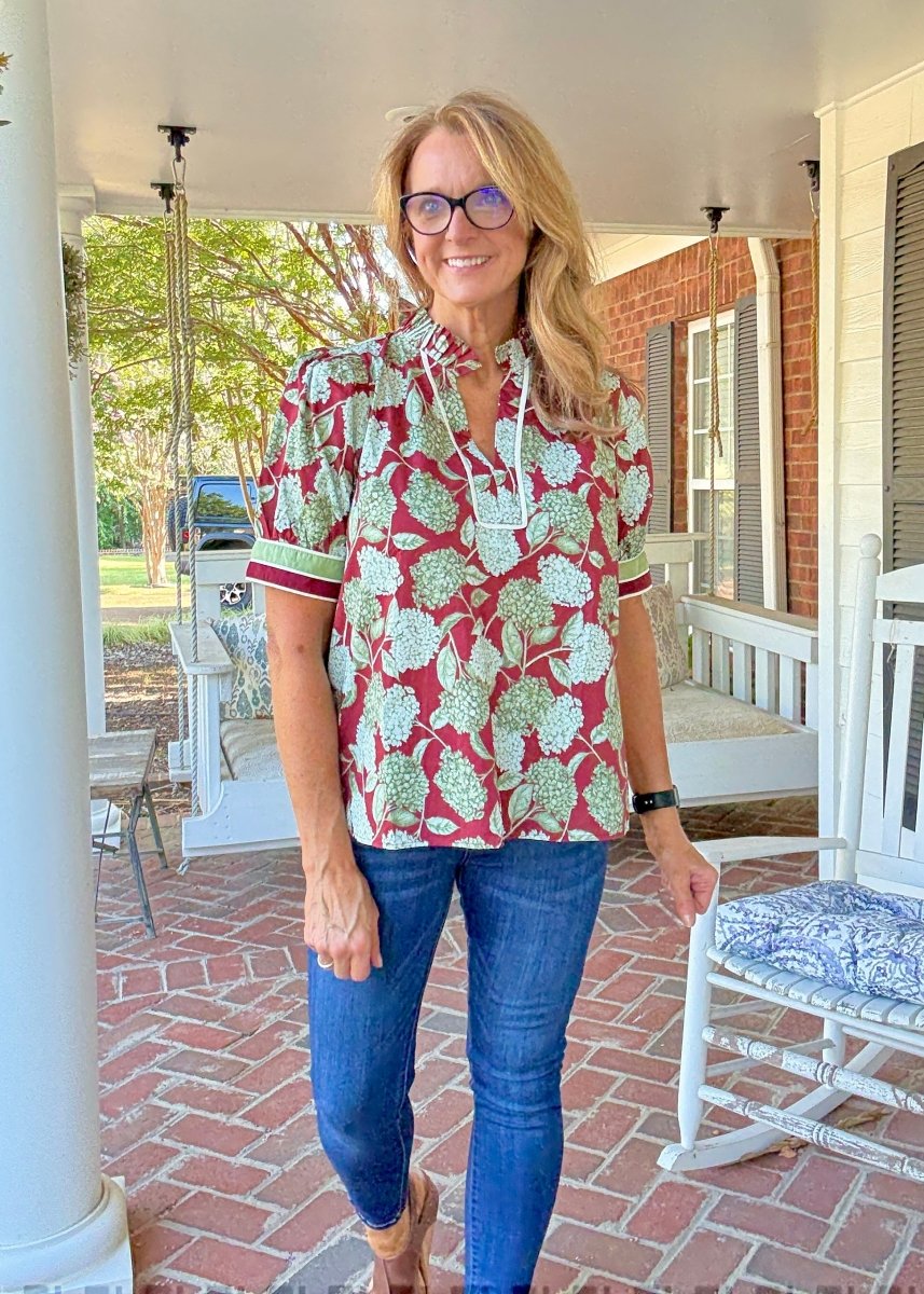 Burgundy Bloom Top | Entro - Entro Top - Jimberly's Boutique - Olive Branch - Mississippi