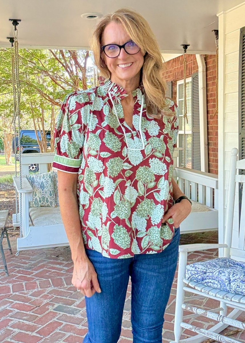 Burgundy Bloom Top | Entro - Entro Top - Jimberly's Boutique - Olive Branch - Mississippi