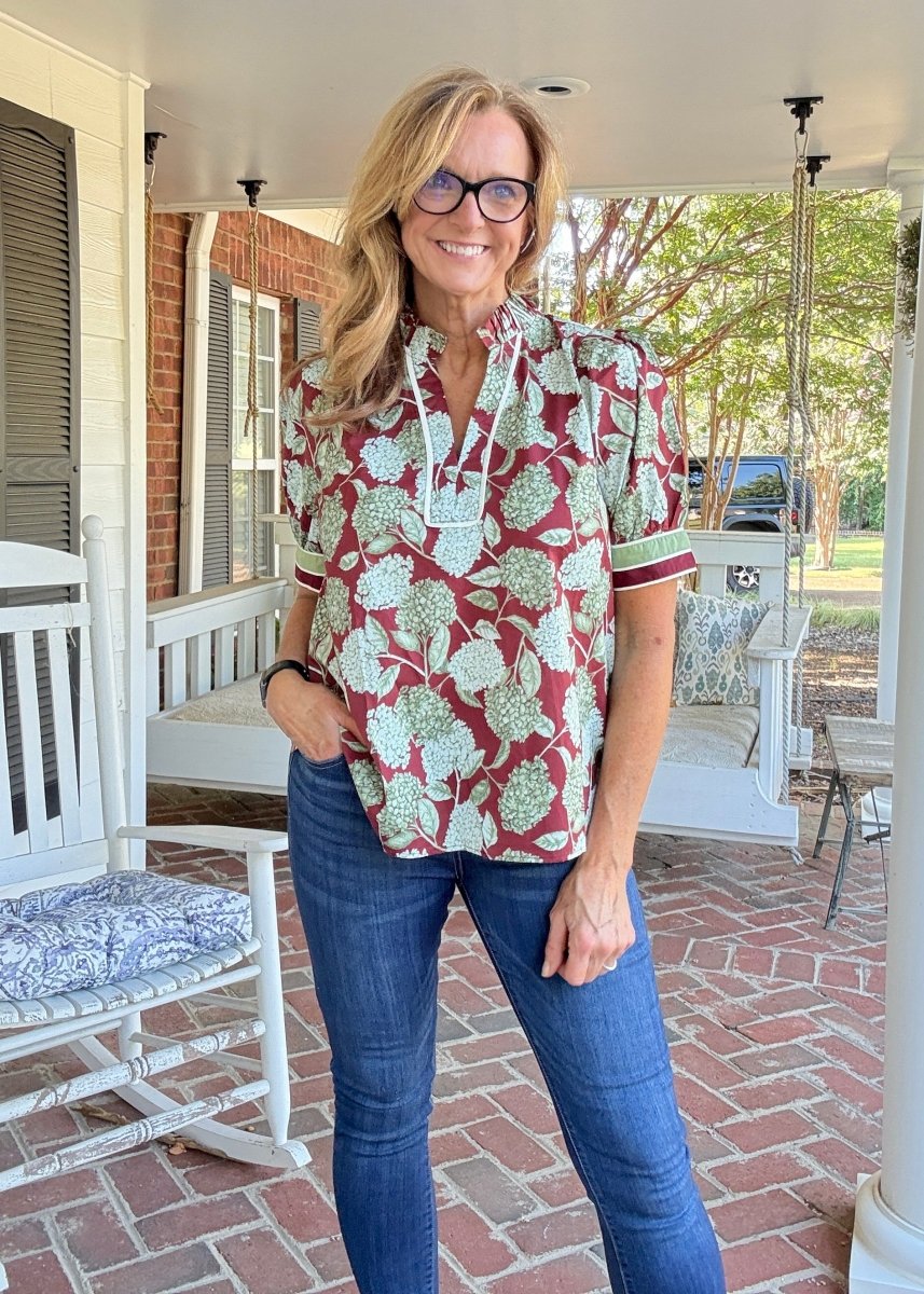 Burgundy Bloom Top | Entro - Entro Top - Jimberly's Boutique - Olive Branch - Mississippi