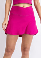 Butter V Shaped High-Waist Skort - Raspberry - skirt -Jimberly's Boutique-Olive Branch-Mississippi