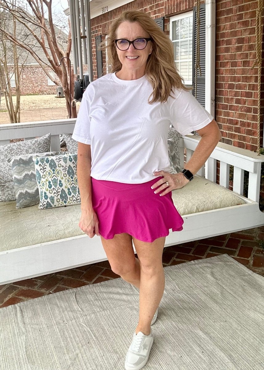 Butter V Shaped High-Waist Skort - Raspberry - skirt -Jimberly's Boutique-Olive Branch-Mississippi