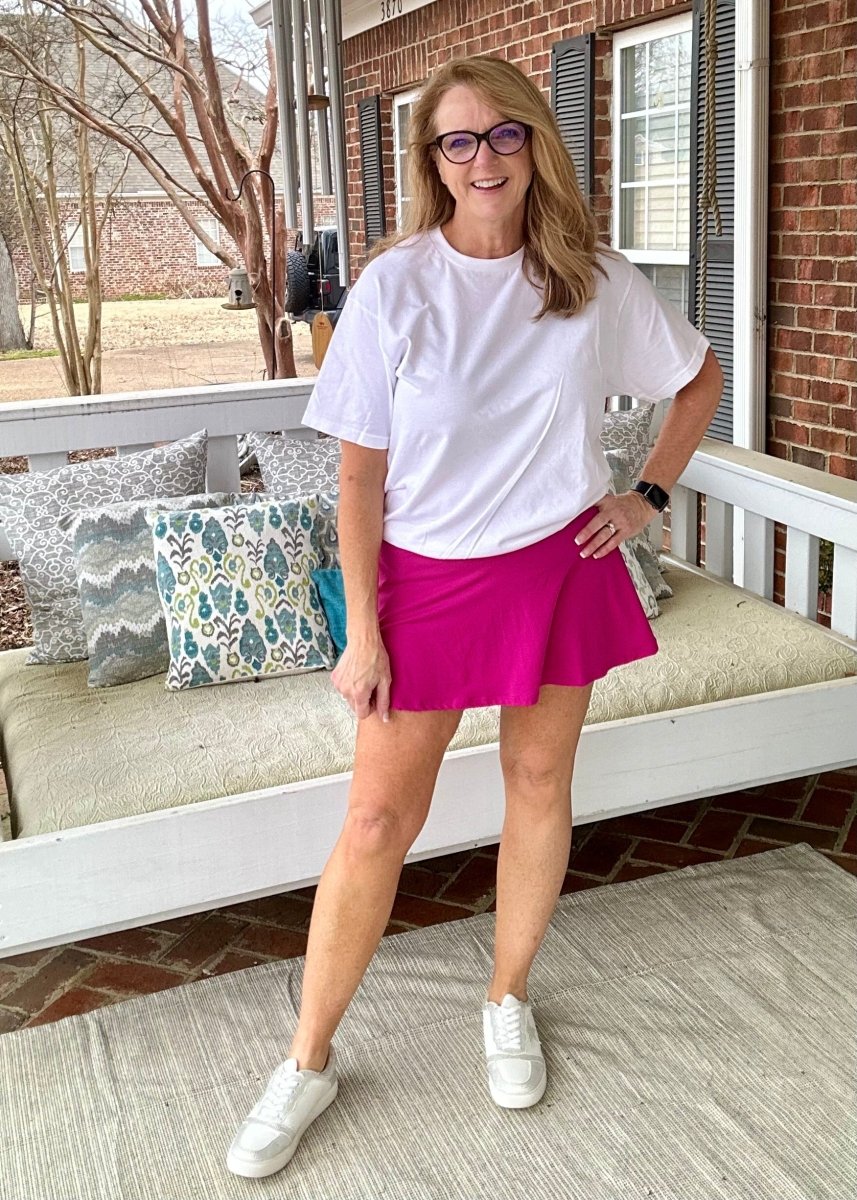 Butter V Shaped High-Waist Skort - Raspberry - skirt -Jimberly's Boutique-Olive Branch-Mississippi