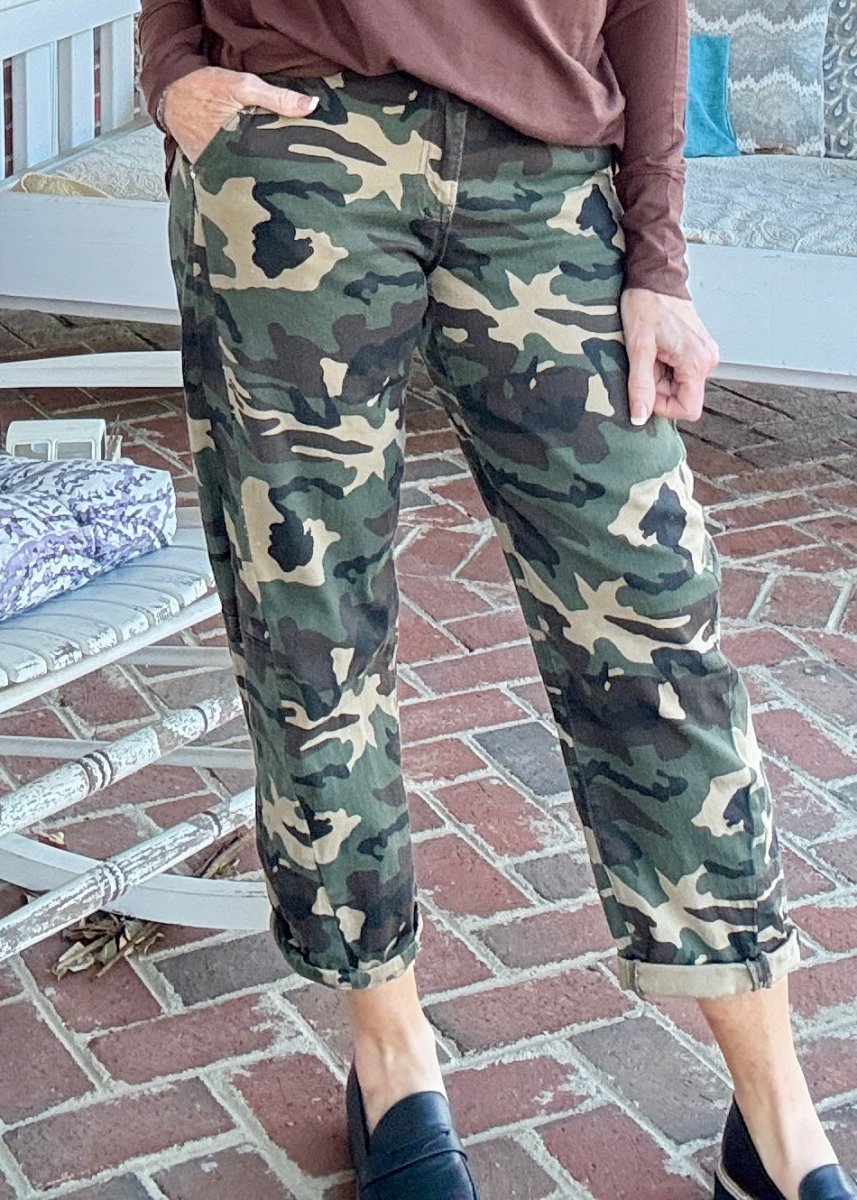 Camo Ankle Barrel Cuffed Pants/Jeans | Risen - risen jeans - Jimberly's Boutique - Olive Branch - Mississippi