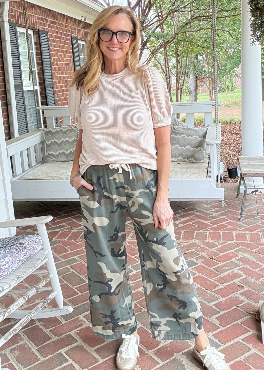 Camo Curved Side Seam Pants - Jimberly's Boutique-Olive Branch-Mississippi