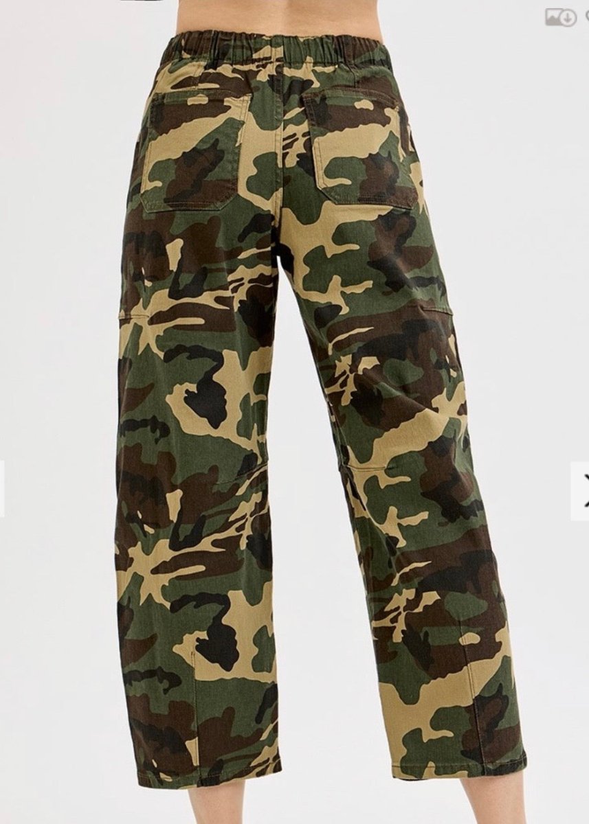 Camo Mid Rise Fit Barrel Slung Pants | Risen - risen jeans -Jimberly's Boutique-Olive Branch-Mississippi