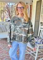 Camo Ruffled Hem Top | BiBi - top -Jimberly's Boutique-Olive Branch-Mississippi