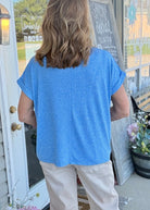 Carla Soft Melange Folded Sleeve Top - Ocean Blue | Zenana - Casual Top - Jimberly's Boutique - Olive Branch - Mississippi