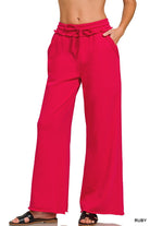 Carmen Wide Leg Sweatpants - Ruby Red - fleece pants - Jimberly's Boutique - Olive Branch - Mississippi