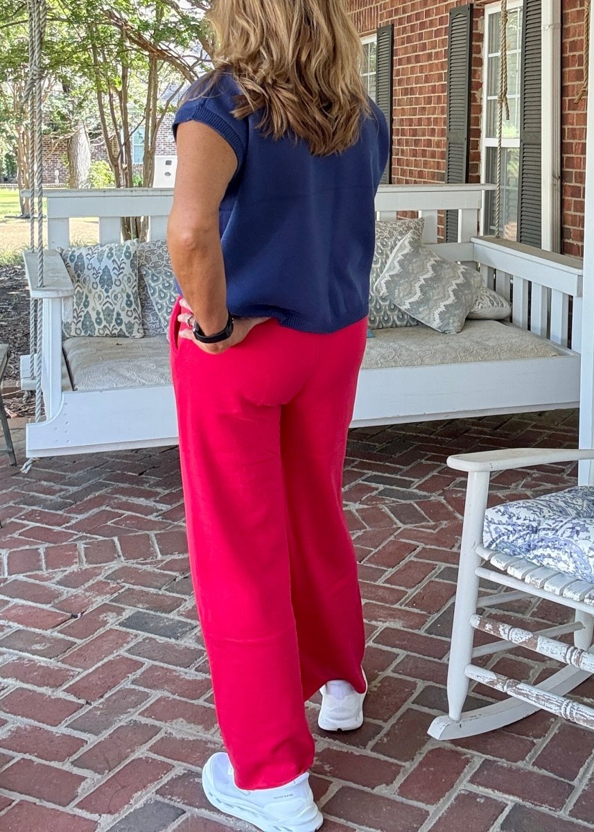 Carmen Wide Leg Sweatpants - Ruby Red - fleece pants - Jimberly's Boutique - Olive Branch - Mississippi