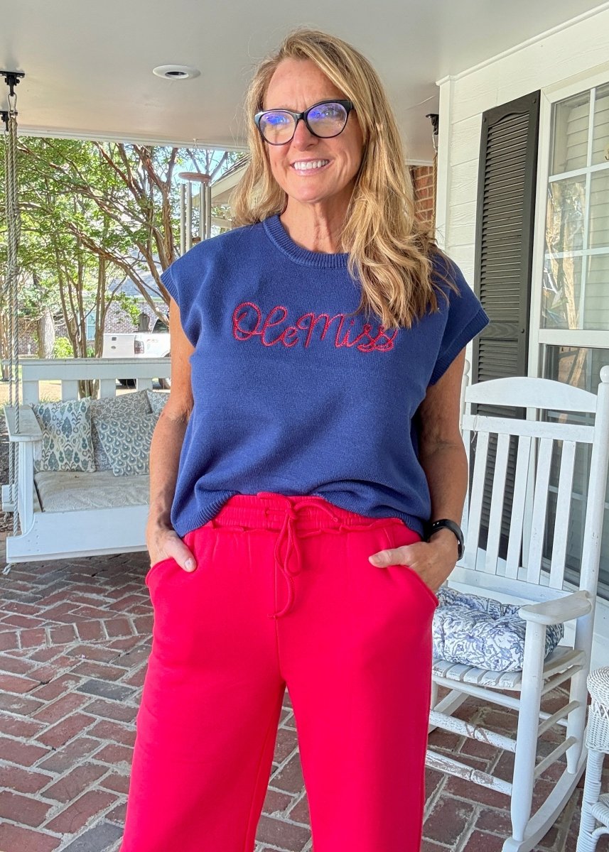 Carmen Wide Leg Sweatpants - Ruby Red - fleece pants - Jimberly's Boutique - Olive Branch - Mississippi
