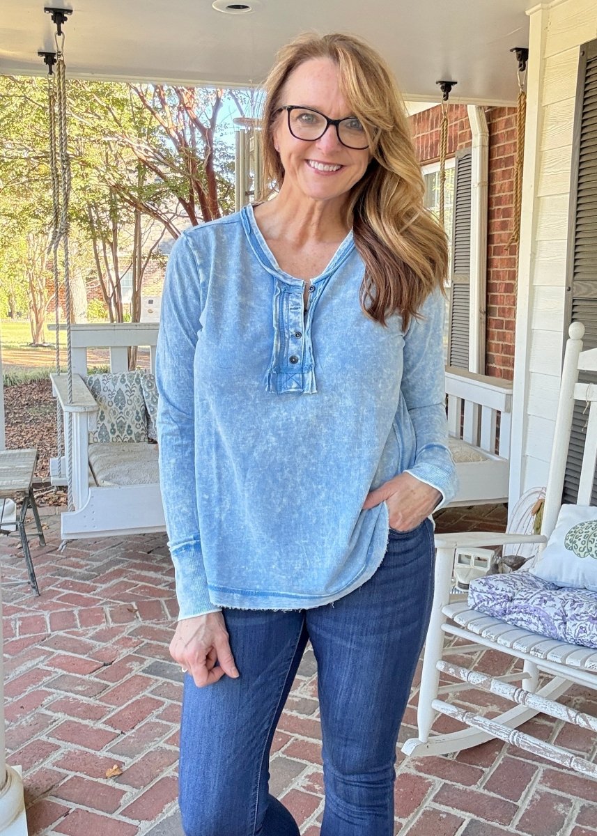 Casey Mineral Washed Top - Deep Sky - Jimberly's Boutique - Olive Branch - Mississippi
