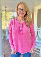 Casey Mineral Washed Top - Fuchsia - Jimberly's Boutique - Olive Branch - Mississippi